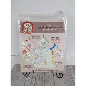 ColorTex Potholders Embroidery 3082D Teapot Set of 2 in Package